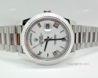 Stainless Steel White Dial DayDate II Rolex Presidential 41mm Replica Watch Swiss 3255